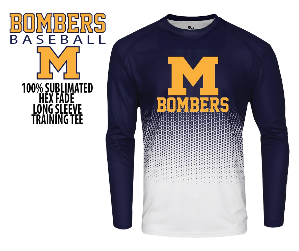 MANCHESTER BOMBERS 100% SUBLIMATED HEX FADE LONG SLEEVE TRAINING TEE   by PACER