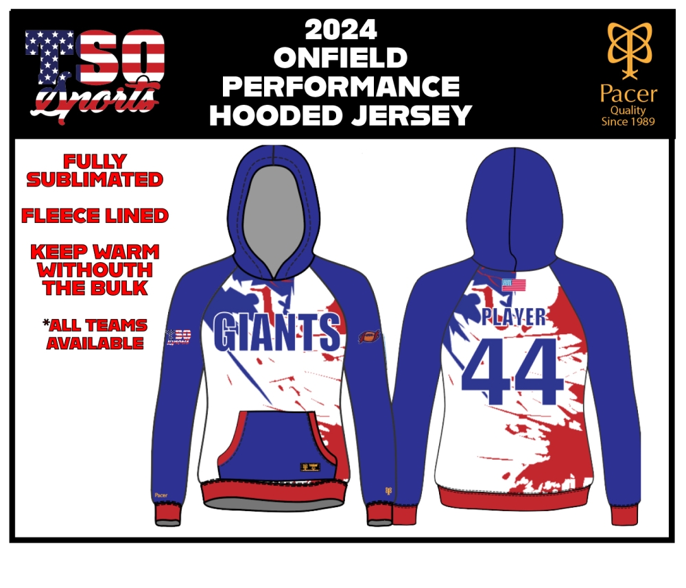 TSO FOOTBALL OFFICIAL FALL 2024 100% SUBLIMATED ON-FIELD HOODED JERSEY by PACER