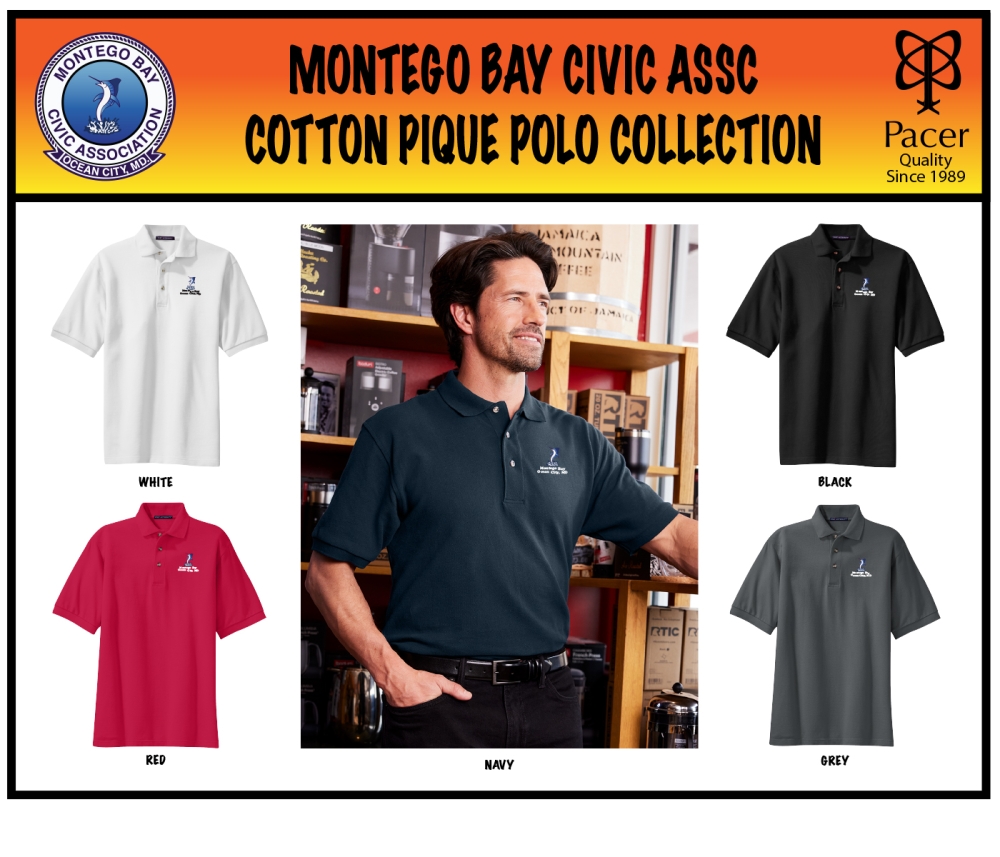 MONTEGO BAY EMBROIDERED PIQUE POLO SHIRT COLLECTION by PACER