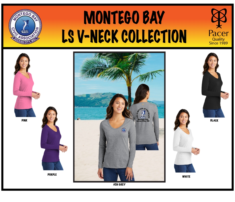 MONTEGO BAY LADIES LONG SLEEVE V-NECK COLLECTION by PACER