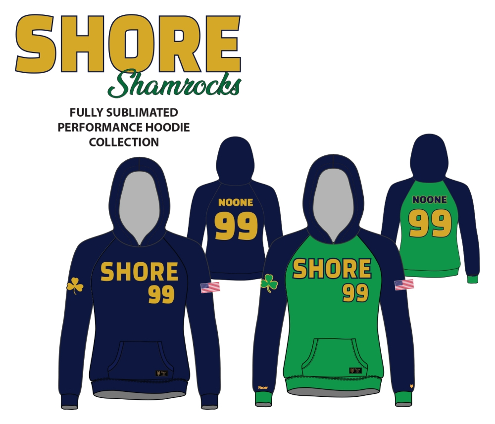 JERSEY SHORE SHAMROCKS SUBLIMATED PERFORMANCE FLEECE HOODIE by PACER