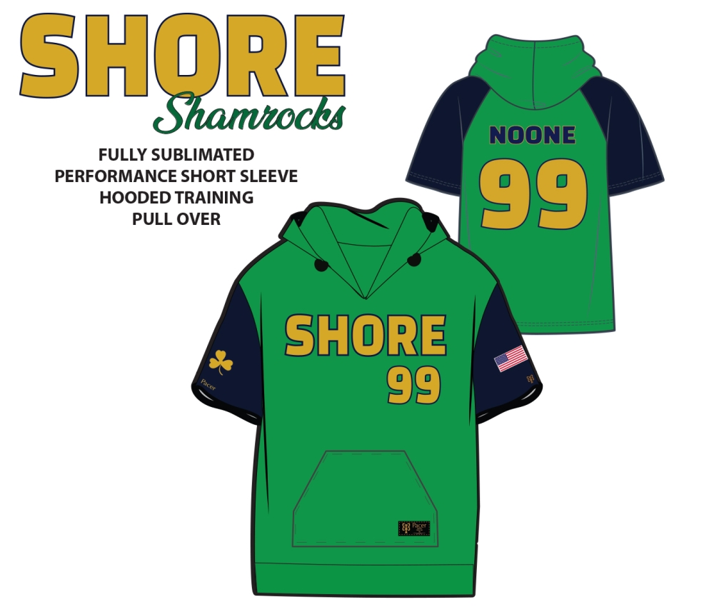 SHAMROCKS SHORT SLEEVE HOODED TRAINING PULL OVER  by PACER