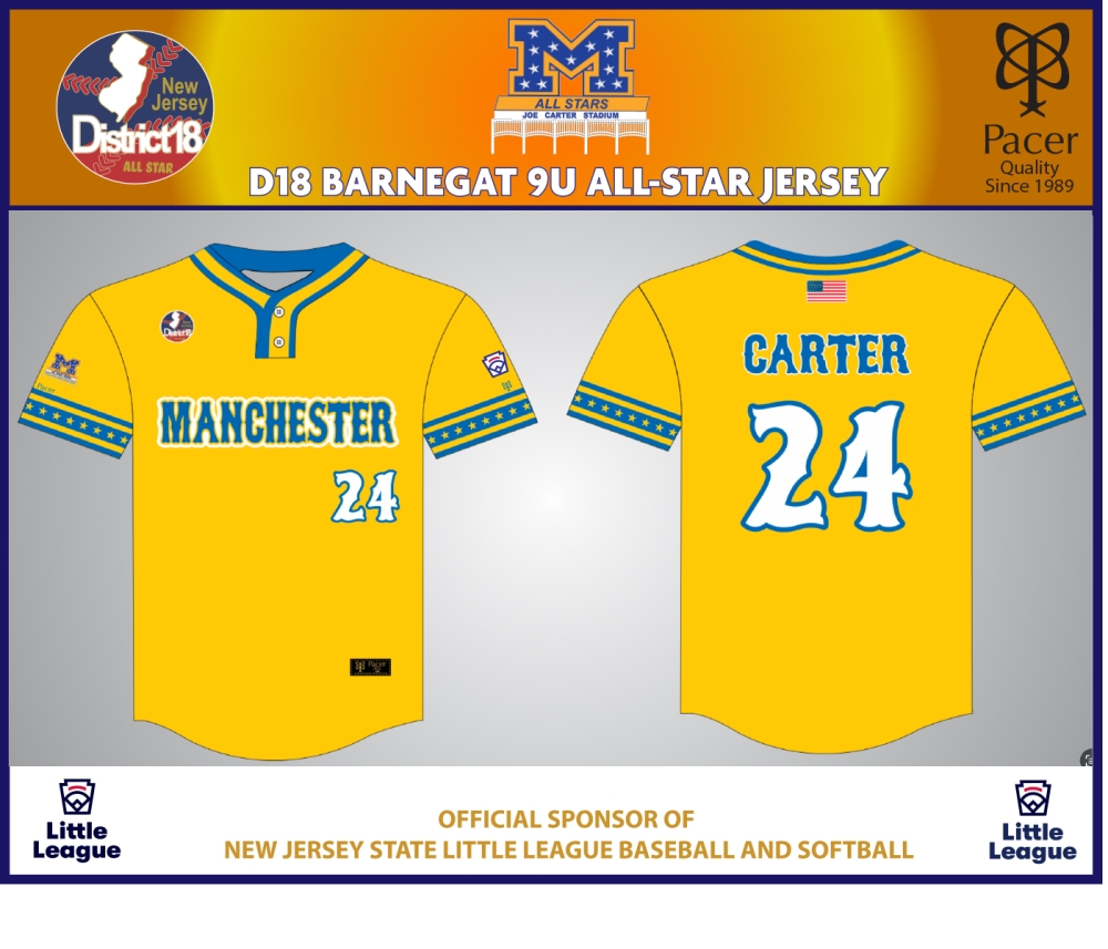 MLL 2025 BARNEGAT 9YR OLD TOURNAMENT ALL-STAR PLAYERS JERSEY by PACER