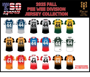 TSO FOOTBALL 2025 FALL PEE WEE DIVISION JERSEY by PACER