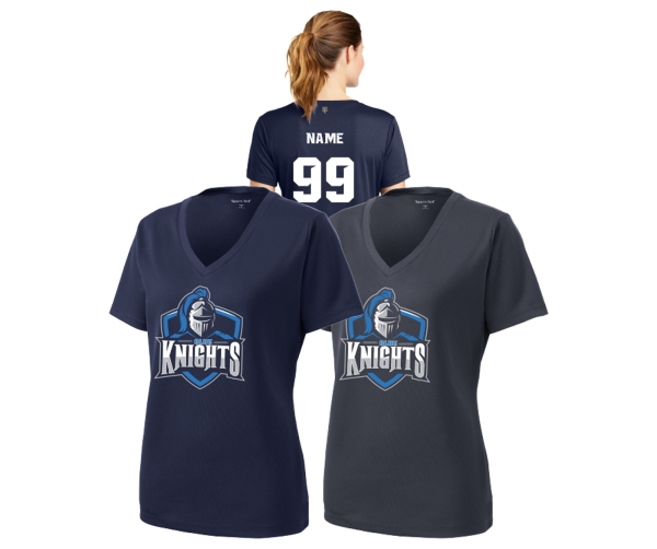 BLUE KNIGHTS LADIES PERFORMANCE RACER MESH V-NECK TEE COLLECTION by PACER