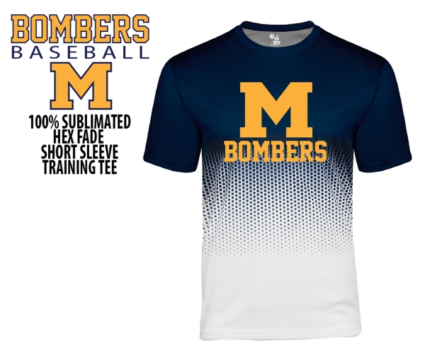 MANCHESTER BOMBERS 100% SUBLIMATED HEX FADE SHORT SLEEVE TRAINING TEE   by PACER