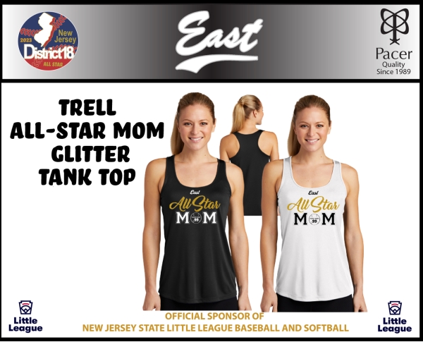 TOMS RIVER EAST LITTLE LEAGUE OFFICIAL ALL-STAR MOM GLITTER TANK TOP COLLECTION by PACER
