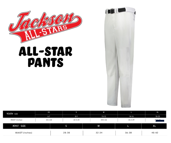 JACKSON LITTLE LEAGUE ALL-STAR PANTS by PACER