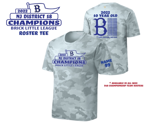 2022 BRICK DISTRICT 18 CHAMPS HEX CAMO PERFORMANCE ROSTER TEE by PACER