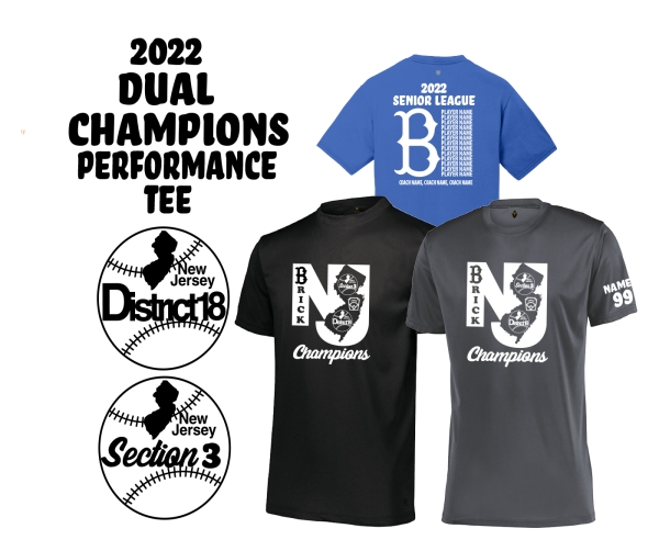 2022 BRICK DISTRICT 18 DUAL CHAMPS PERFORMANCE ROSTER TEE by PACER