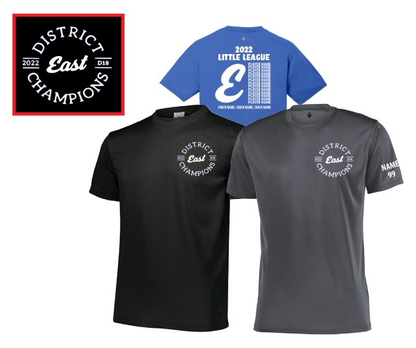 2022 TOMS RIVER EAST LITTLE LEAGUE DISTRICT 18 CHAMPS ROSTER TEE COLLECTION by PACER