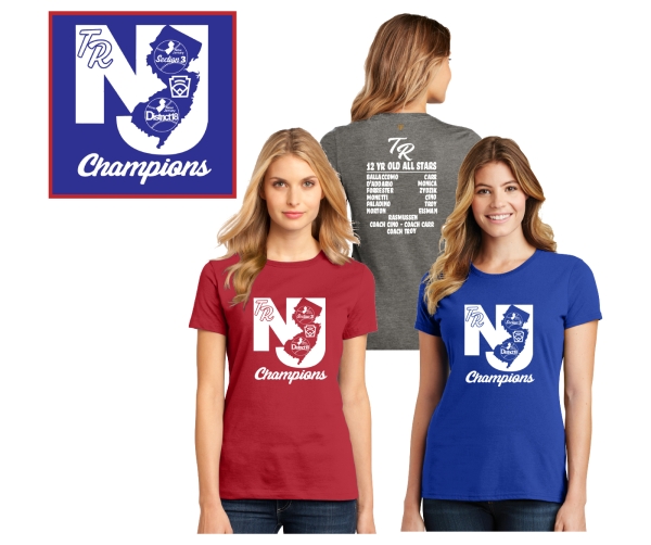 2022 TOMS RIVER LITTLE LEAGUE DUAL CHAMPS COTTON ROSTER TEE COLLECTION by PACER