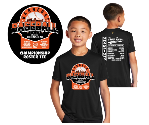 BARNEGAT LITTLE LEAGUE OFFICIAL 2022 TOURNAMENT CHAMPIONS ROSTER TEE by PACER