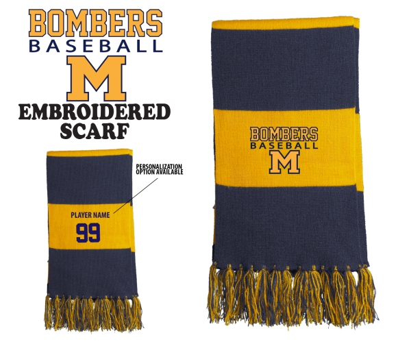 MAN BOMBERS BASEBALL OFFICIAL SPECTATOR EMBROIDERED SCARF by PACER