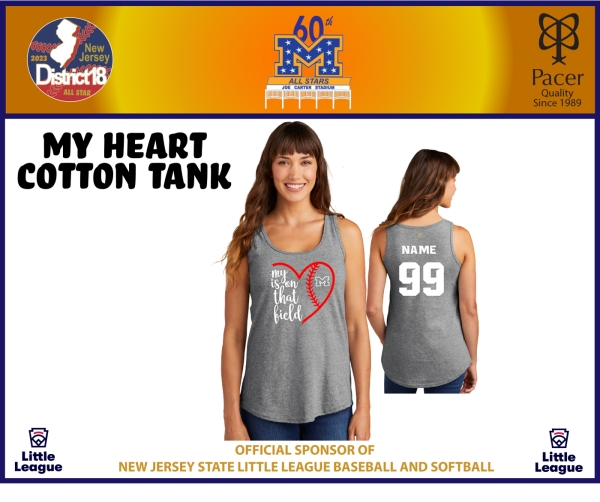 MANCHESTER LITTLE LEAGUE  MY HEART COTTON TANK TOP by PACER