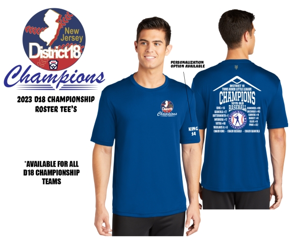 2023 TRLL DISTRICT 18 CHAMPIONSHIP PERFORMANCE ROSTER TEE by PACER