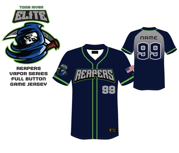 TOMS RIVER REAPERS OFFICIAL VAPOR SERIES FULL BUTTON JERSEY by PACER