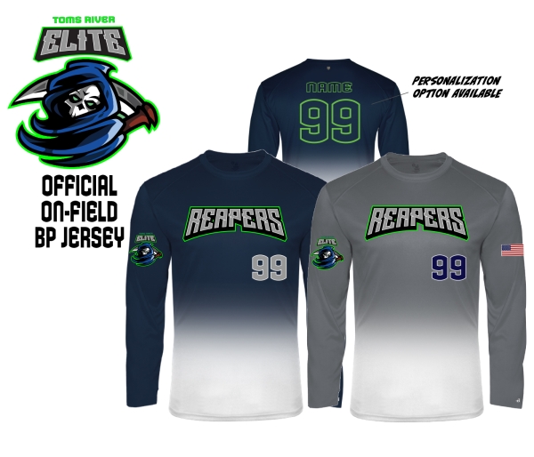 TR REAPERS 100% SUBLIMATED LS BP FADE JERSEY by PACER