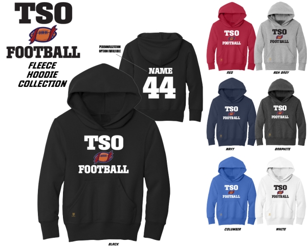 TSO FOOTBALL OFFICIAL PULL OVER FLEECE HOODIE COLLECTION by PACER