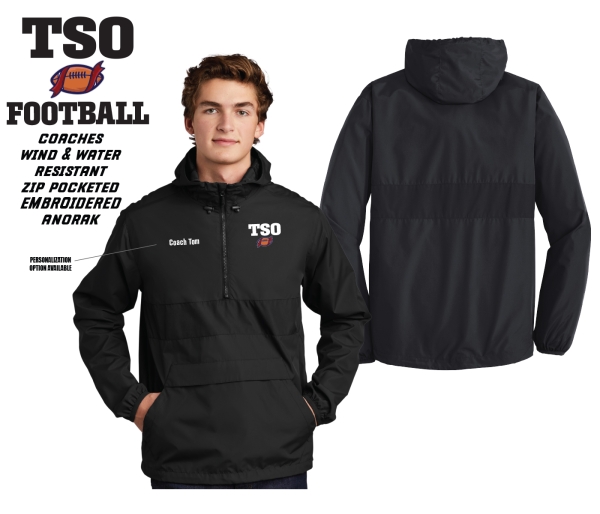 TSO FOOTBALL EMBROIDERED ALL-WEATHER POCKETED SIDELINE ANORAK by PACER