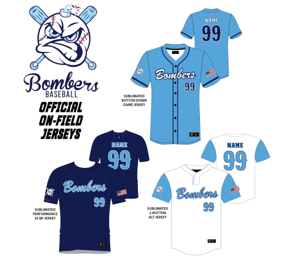 NHLL BOMBERS OFFICIAL ON-FIELD JERSEY'S by PACER