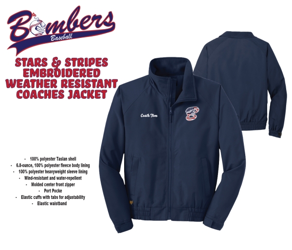 BOMBERS EMBROIDERED WEATHER RESISTANT INSULATED COACHES JACKET by PACER
