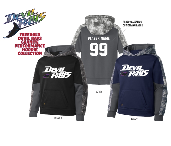 FREEHOLD DEVIL RAYS GRANITE PERFORMANCE FLEECE HOODIE by PACER