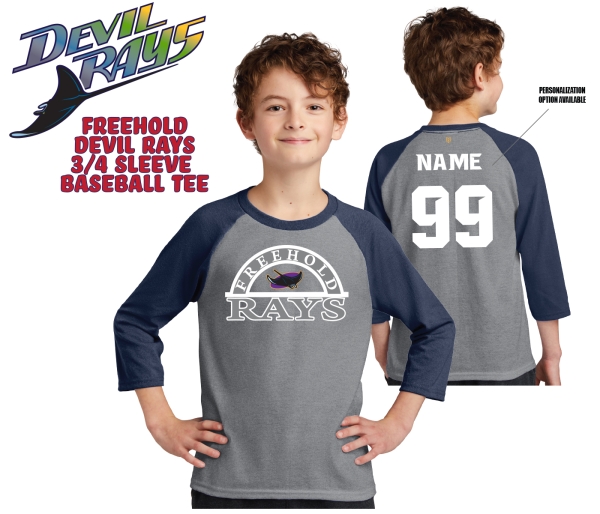 DEVIL RAYS 3/4 BASEBALL SLEEVE TEE by PACER