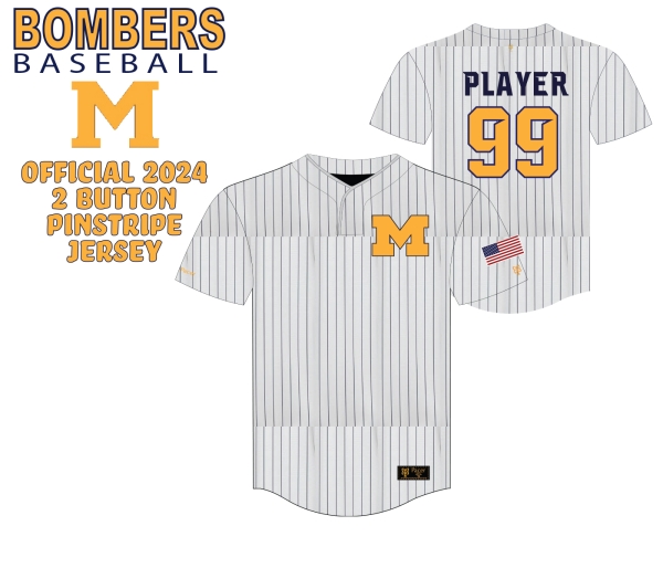 MANCHESTER BOMBERS 2024 8U PINSTRIPE GAME JERSEY by PACER