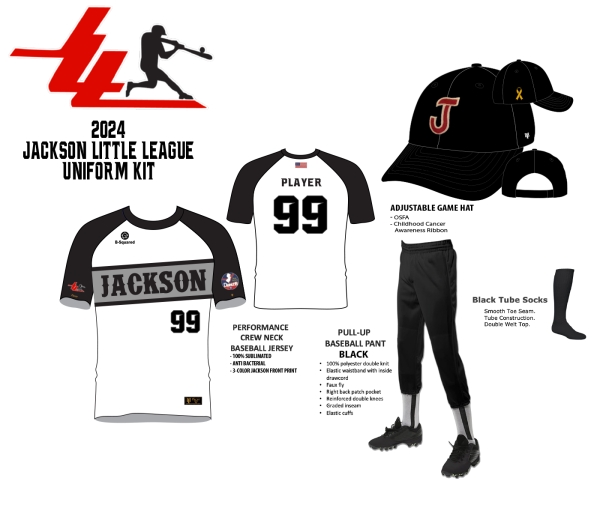 JLL SPRING 2024 AA-MINORS DIVISION OFFICIAL ON-FIELD UNIFORM KIT by PACER