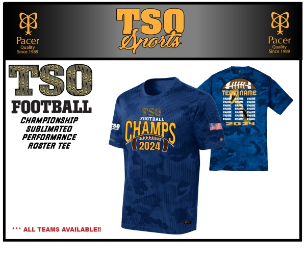 TSO FOOTBALL 100% SUBLIMATED CHAMPIONSHIP ROSTER TEE  by PACER