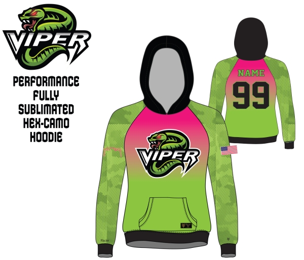 PIT-VIPERS OFFICIAL HEX-CAMO SUBLIMATED FLEECE HOODIE by PACER