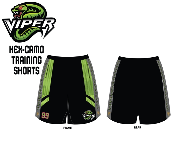 PIT-VIPERS 100% SUBLIMATED HEX-CAMO TRAINING SHORTS by PACER