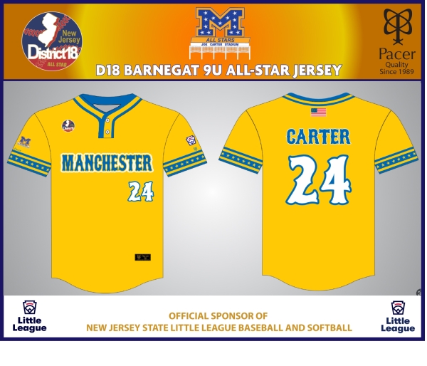 MLL 2025 BARNEGAT 9YR OLD TOURNAMENT ALL-STAR PLAYERS JERSEY by PACER