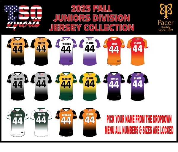 TSO FOOTBALL 2025 FALL JUNIOR DIVISION JERSEY by PACER