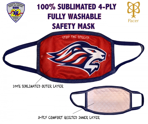 LIONS 100% SUBLIMATED 4-PLY WASHABLE SAFETY MASK by PACER