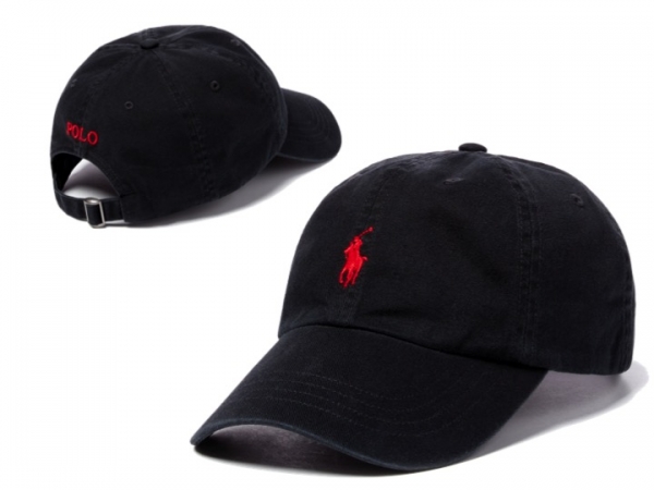 Polo Black & Red Cotton Dad Hat by Polo