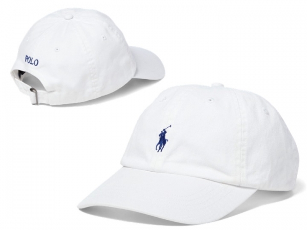 Polo White & Black Cotton Dad Hat by Polo