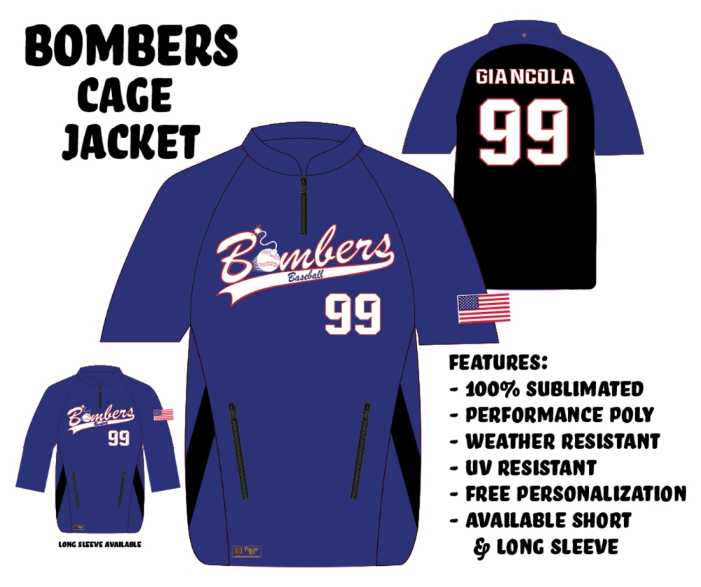 TR BOMBERS OFFICIAL ON-FIELD 1/4 ZIP PERFORMANCE CAGE JACKET  by PACER