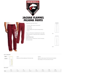 JMHS BASEBALL OFFICIAL FLANNEL PAJAMA PANTS by PACER