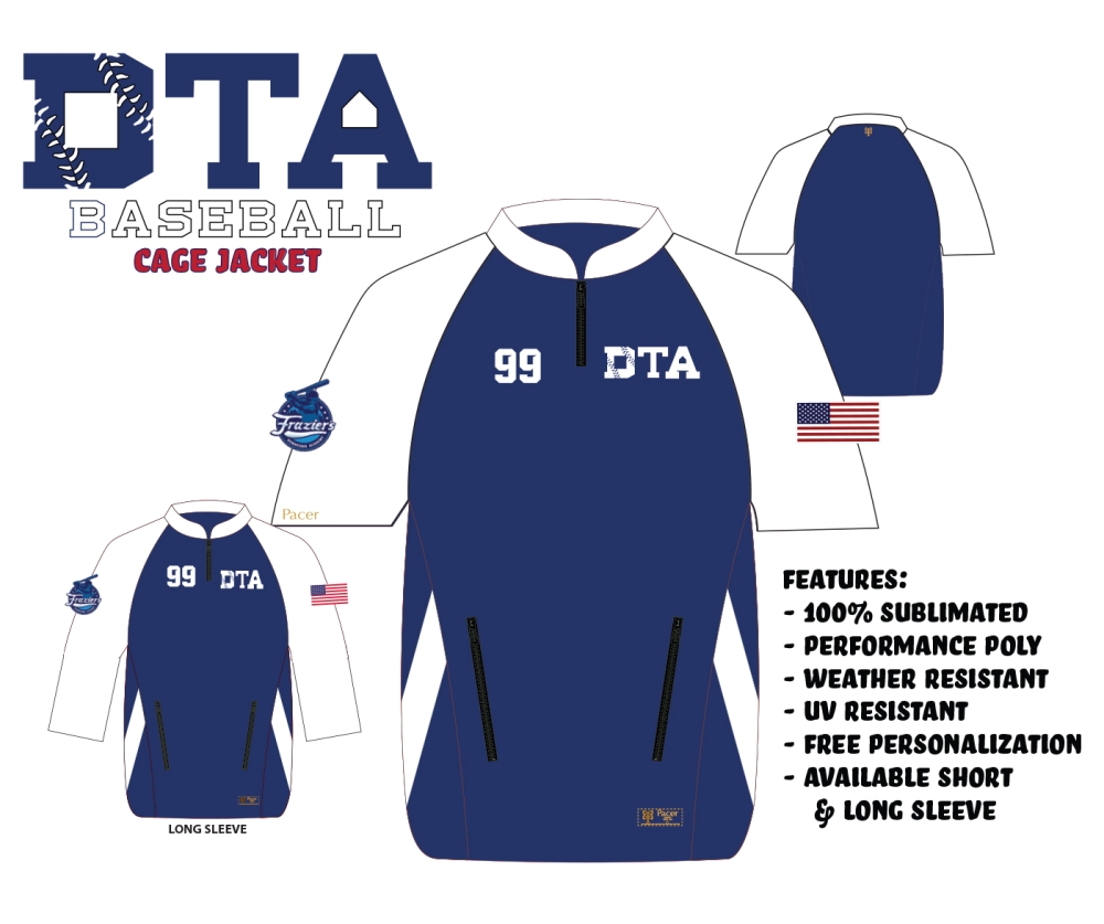 FRAZIER'S DTA OFFICIAL ON-FIELD 1/4 ZIP PERFORMANCE CAGE JACKET  by PACER