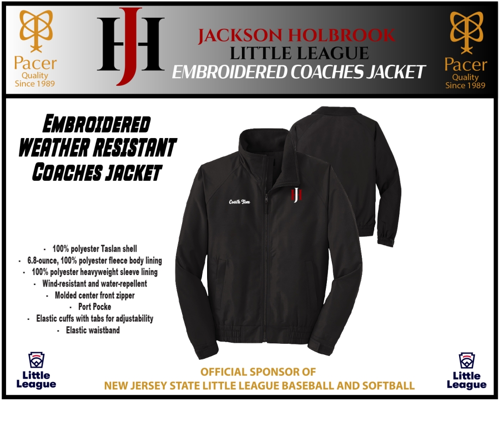 JHLL EMBROIDERED WEATHER RESISTANT INSULATED COACHES JACKET by PACER