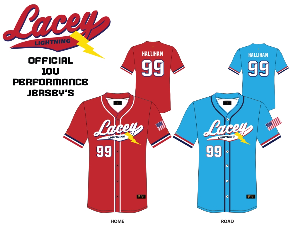 LIGHTNING 10U OFFICIAL ON-FIELD SUBLIMATED PERFORMANCE JERSEYS by Pacer