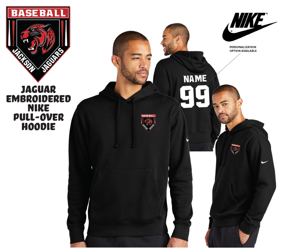 JTHS BASEBALL EMBROIDERED NIKE PULL-OVER FLEECE HOODIE by PACER