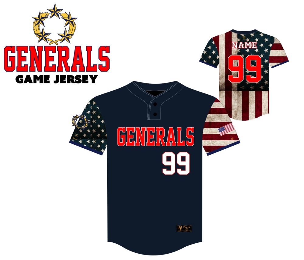 GENERALS ON-FIELD 2-BUTTON PERFORMANCE JERSEY by Pacer
