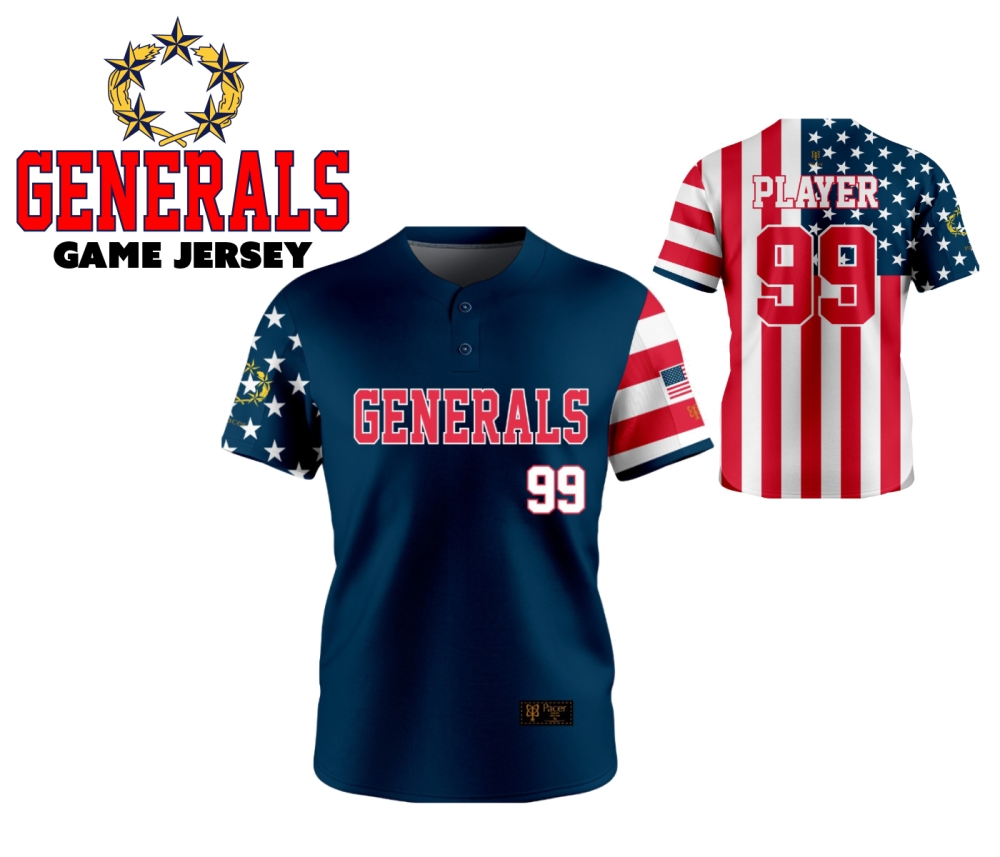 GENERALS ON-FIELD 2-BUTTON PERFORMANCE JERSEY by Pacer