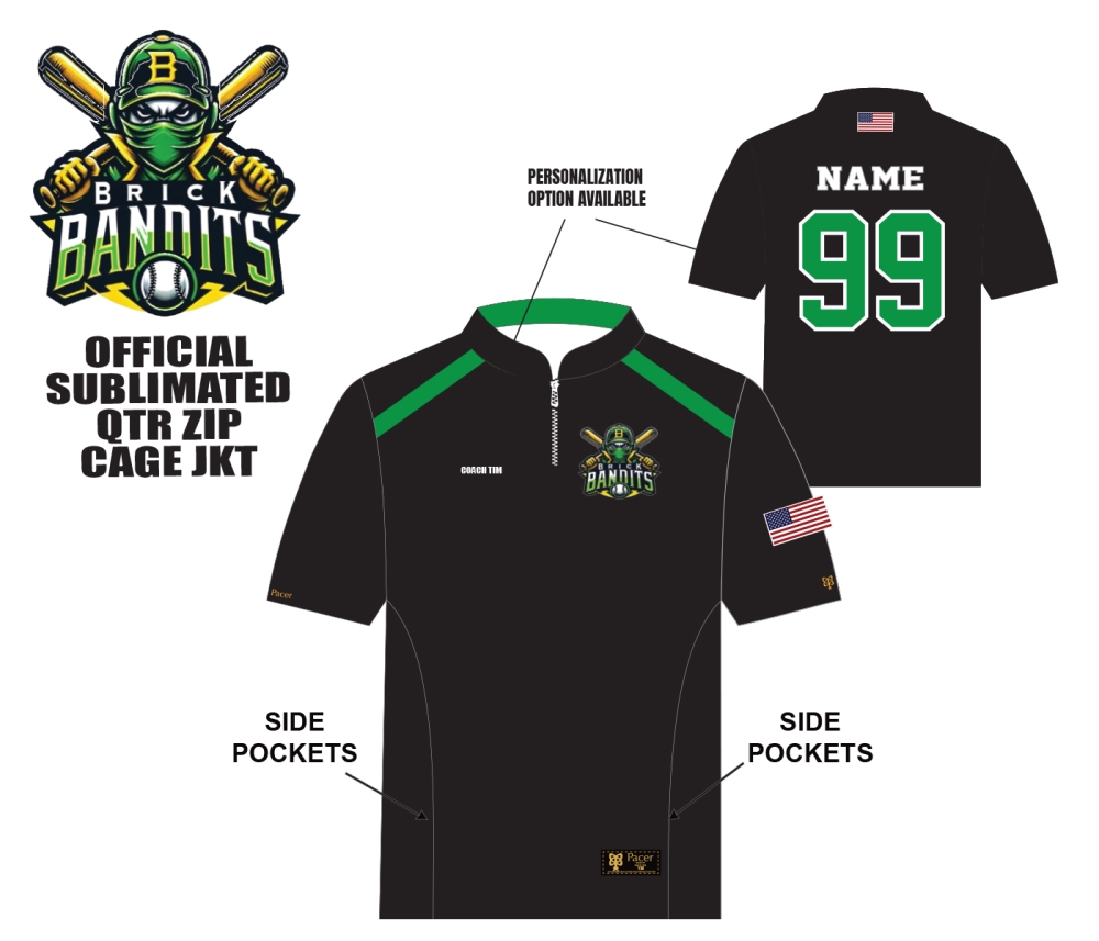 BANDITS FULLY SUBLIMATED QTR ZIP CAGE JACKET by PACER