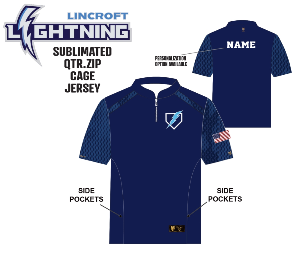 LINCROFT FULLY SUBLIMATED QTR ZIP CAGE JACKET by PACER