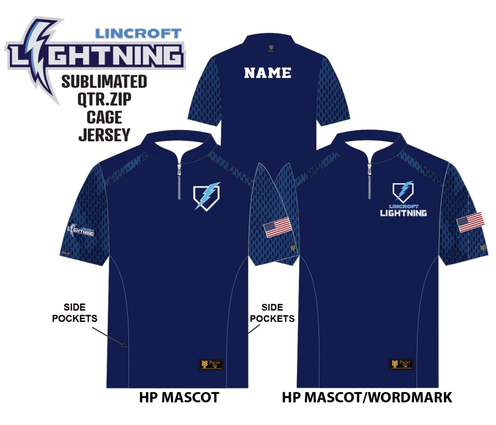 LINCROFT FULLY SUBLIMATED QTR ZIP CAGE JACKET by PACER