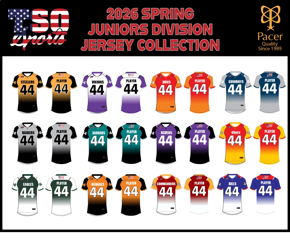 TSO FOOTBALL 2026 SPRING JUNIOR DIVISION JERSEY by PACER